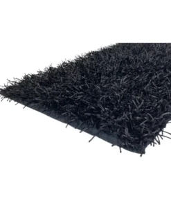 Tappeto Shaggy Nero Moderno - Pelo Lungo 6 cm - Antiscivolo, 12 Misure - Annodato a Mano, Elegante e Resistente