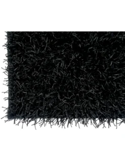 Tappeto Shaggy Nero Moderno - Pelo Lungo 6 cm - Antiscivolo, 12 Misure - Annodato a Mano, Elegante e Resistente
