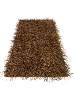 Tappeto Shaggy Nocciola Moderno - Pelo Lungo 6 cm - Antiscivolo, 12 Misure - Annodato a Mano, Robusto e Morbido