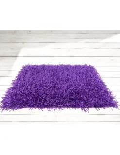 Tappeto Shaggy Viola Lilla Moderno - Pelo Lungo 6 cm - Antiscivolo, 12 Misure - Annodato a Mano
