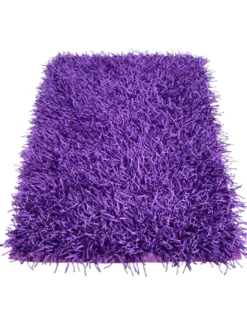 Tappeto Shaggy Viola Lilla Moderno - Pelo Lungo 6 cm - Antiscivolo, 12 Misure - Annodato a Mano