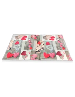 TAPPETO STAMPA DIGITALE EFFETTO SETA SHABBY CUORE ROSSO TIROLESE