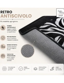 Tappeto Zebrato Zebra 50x80 cm Antiscivolo in Poliestere, Moderno Animalier, Spessore 8 mm