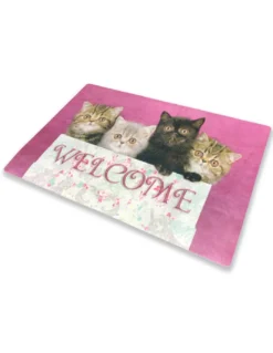 TAPPETO ZERBINO DIGITAL WELCOME CM.40X60 GATTI GATTINI ROSA