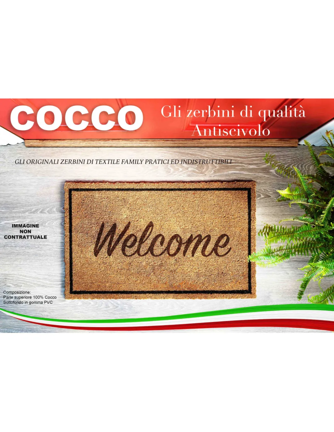 TAPPETO Zerbino in cocco Naturale La Allegra Famiglia