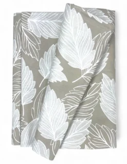 Telo Arredo Copritutto Foglie Beige – Gran Foulard Multiuso in Cotone – Copriletto, Copridivano – Made in Italy