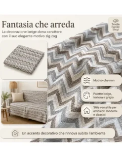 TELO ARREDO Copritutto GRAN FOULARD Copriletto COPRIDIVANO Tessuto BEATRICE Beige