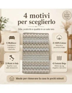 TELO ARREDO Copritutto GRAN FOULARD Copriletto COPRIDIVANO Tessuto BEATRICE Beige