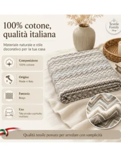 TELO ARREDO Copritutto GRAN FOULARD Copriletto COPRIDIVANO Tessuto BEATRICE Beige