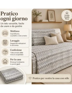 TELO ARREDO Copritutto GRAN FOULARD Copriletto COPRIDIVANO Tessuto BEATRICE Beige