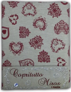 TELO ARREDO Copritutto GRAN FOULARD Copriletto COPRIDIVANO Tessuto MIROS CUORE ROSSO
