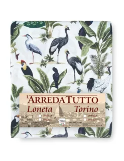 TELO ARREDO copritutto GRAN FOULARD COPRILETTO copridivano TESSUTO LONETA BIRDY con Uccelli