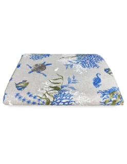 TELO ARREDO copritutto GRAN FOULARD copriletto COPRIDIVANO tessuto DORY TARTARUGHE e CORALLI blu
