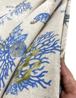 TELO ARREDO copritutto GRAN FOULARD copriletto COPRIDIVANO tessuto DORY TARTARUGHE e CORALLI blu