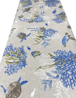 TELO ARREDO copritutto GRAN FOULARD copriletto COPRIDIVANO tessuto DORY TARTARUGHE e CORALLI blu