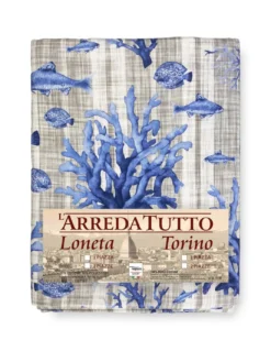 TELO ARREDO copritutto GRAN FOULARD COPRILETTO copridivano PESCI mare marino BLU