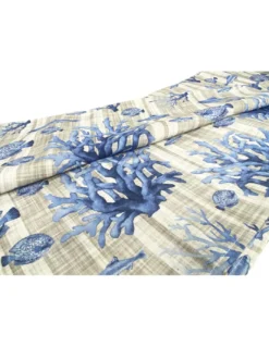 TELO ARREDO copritutto GRAN FOULARD COPRILETTO copridivano PESCI mare marino BLU