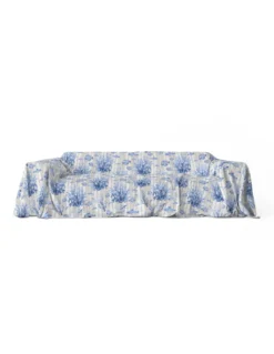 TELO ARREDO copritutto GRAN FOULARD COPRILETTO copridivano PESCI mare marino BLU