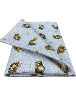 TELO ARREDO copritutto GRAN FOULARD COPRILETTO copridivano tessuto DIGITY GUFI gufetti grigio in puro cotone