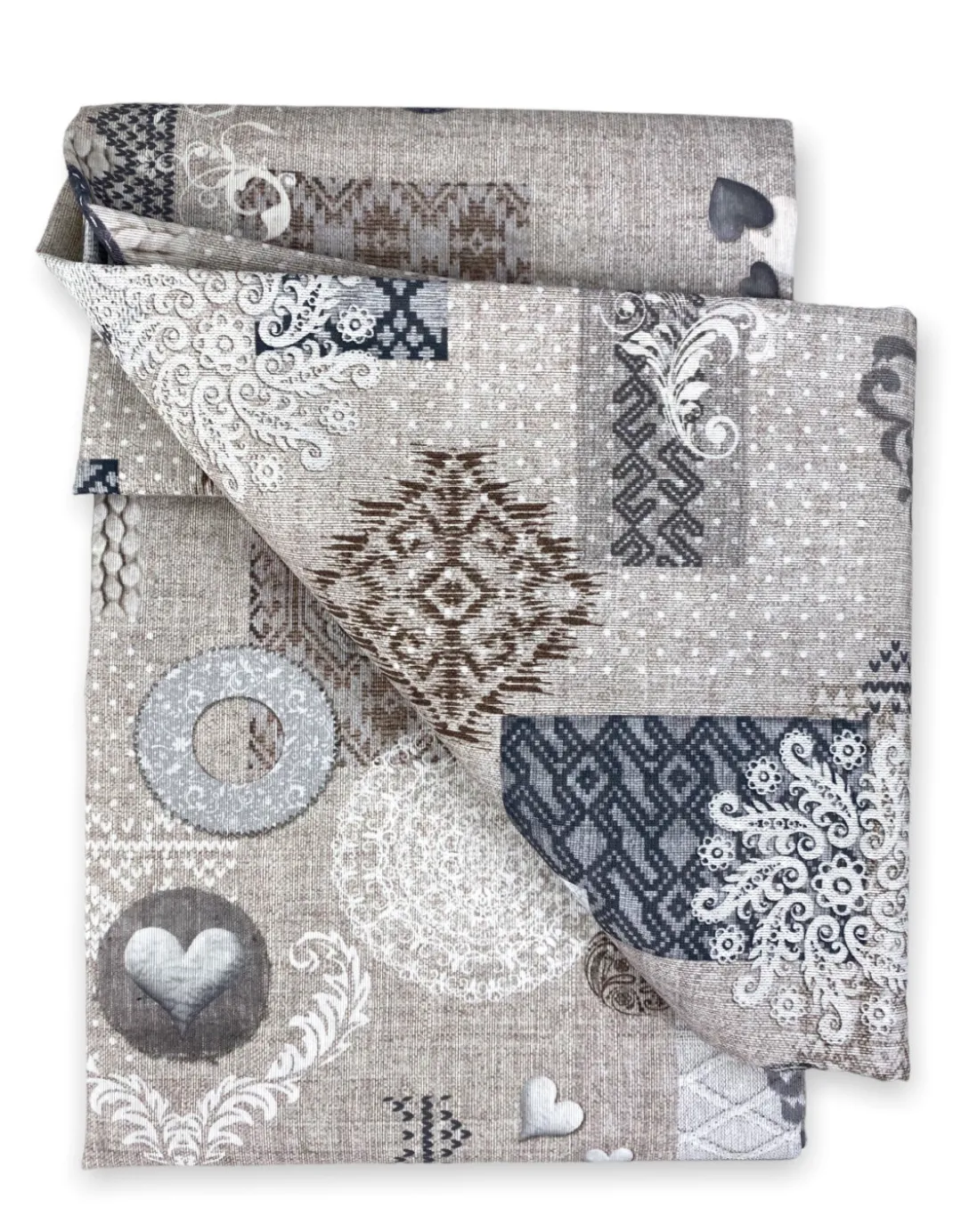 TELO ARREDO copritutto GRAN FOULARD COPRILETTO copridivano Tirolese SHABBY BEIGE