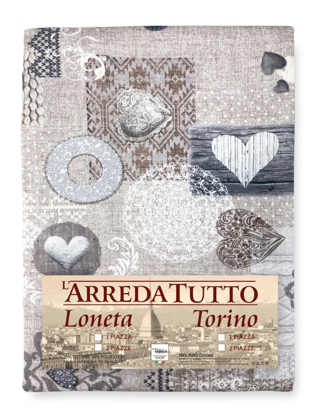 TELO ARREDO copritutto GRAN FOULARD COPRILETTO copridivano Tirolese SHABBY BEIGE