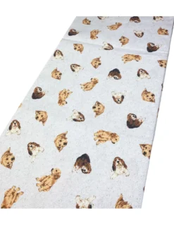 TELO ARREDO copritutto GRAN FOULARD COPRILETTO copridivano tessuto DIGITY CANI grigio chiaro in puro cotone