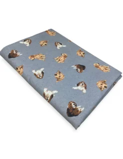 TELO ARREDO copritutto GRAN FOULARD COPRILETTO copridivano tessuto DIGITY CANI grigio scuro in puro cotone