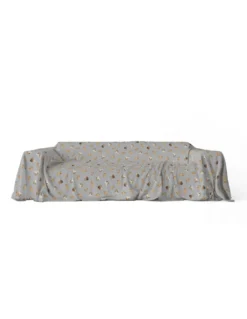TELO ARREDO copritutto GRAN FOULARD COPRILETTO copridivano tessuto DIGITY CANI grigio scuro in puro cotone