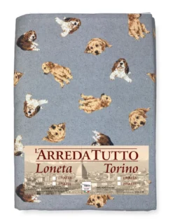 TELO ARREDO copritutto GRAN FOULARD COPRILETTO copridivano tessuto DIGITY CANI grigio scuro in puro cotone