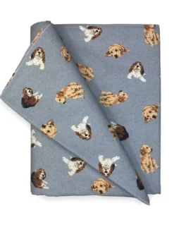 TELO ARREDO copritutto GRAN FOULARD COPRILETTO copridivano tessuto DIGITY CANI grigio scuro in puro cotone