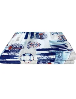 TELO ARREDO copritutto GRAN FOULARD COPRILETTO copridivano TESSUTO LONETA mare MARINO VELA BLU