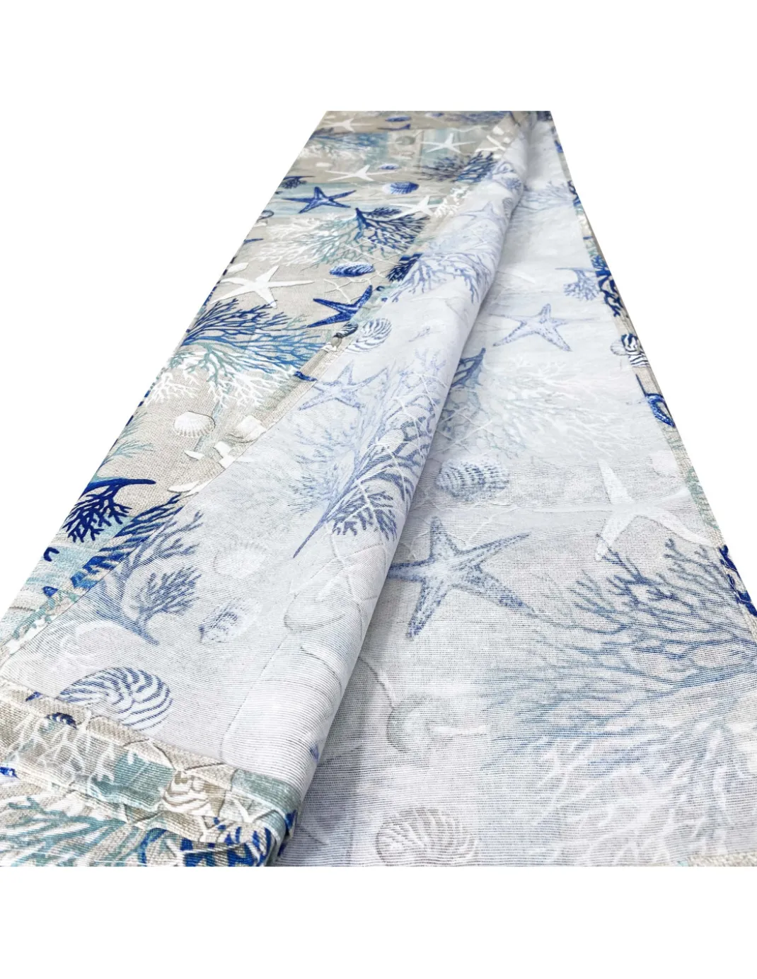 TELO ARREDO copritutto GRAN FOULARD COPRILETTO copridivano TESSUTO LONETA mare MARINO coralli BLU