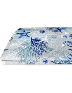 TELO ARREDO copritutto GRAN FOULARD COPRILETTO copridivano TESSUTO LONETA mare MARINO coralli BLU