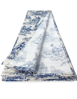 TELO ARREDO copritutto GRAN FOULARD COPRILETTO copridivano TESSUTO LONETA Toiles de Jouy blu