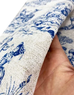 TELO ARREDO copritutto GRAN FOULARD COPRILETTO copridivano TESSUTO LONETA Toiles de Jouy blu