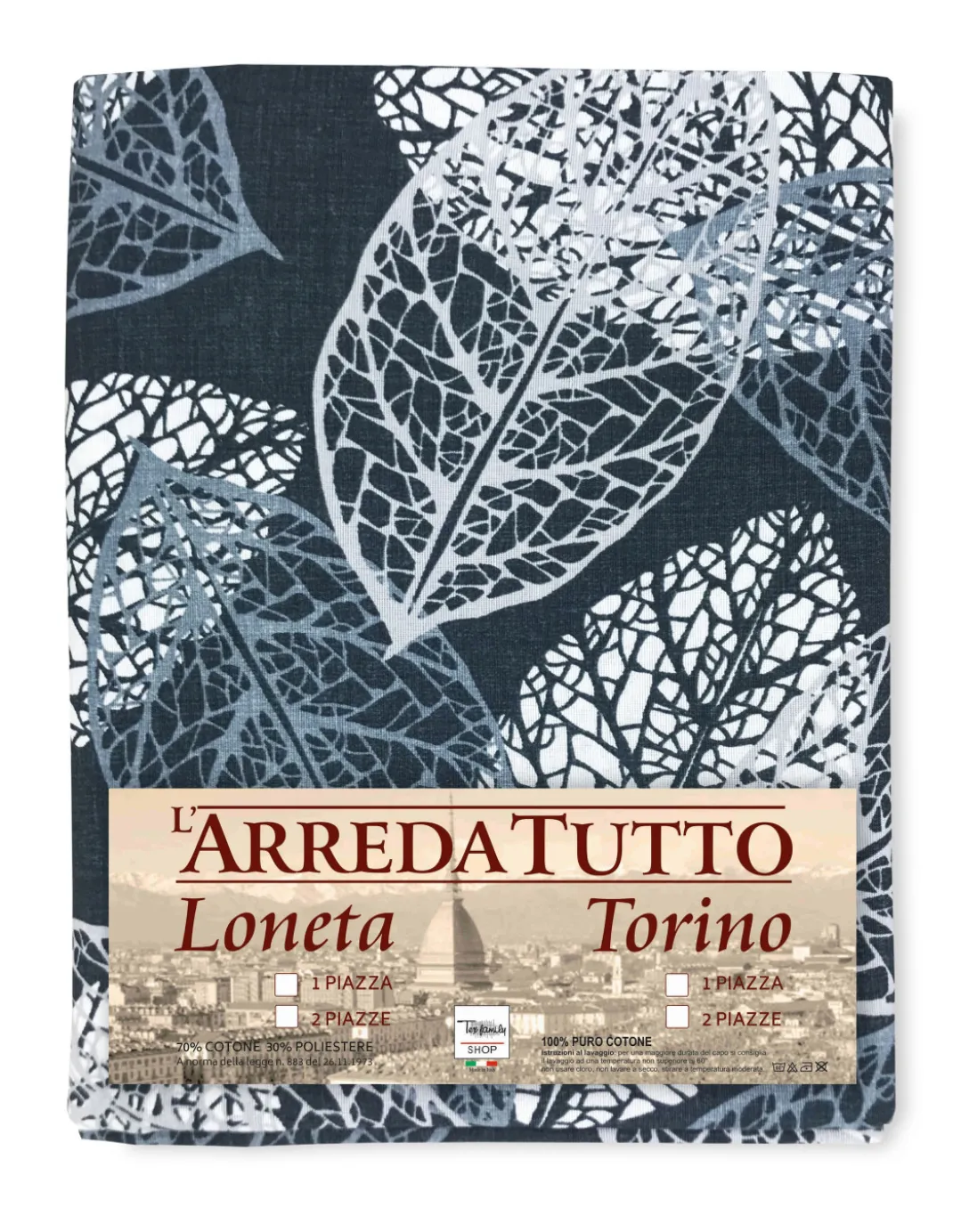 TELO ARREDO copritutto GRAN FOULARD COPRILETTO copridivano TESSUTO LONETA FOGLIA LEAF