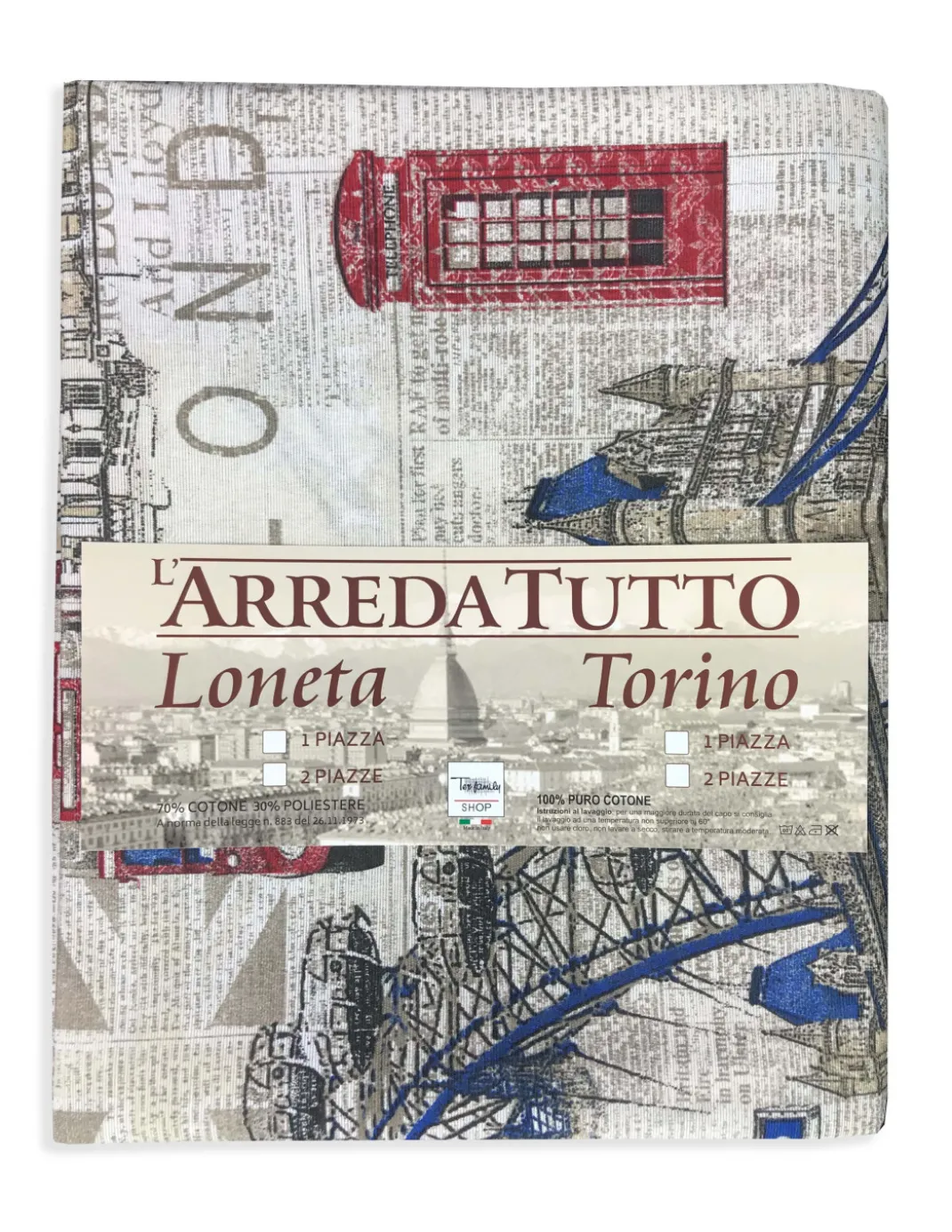 TELO ARREDO COPRITUTTO GRAN FOULARD COPRILETTO COPRIDIVANO TESSUTO LONETA LONDRA INGLESE NEW18