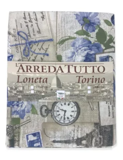 TELO ARREDO COPRITUTTO GRAN FOULARD COPRILETTO COPRIDIVANO TESSUTO LONETA SHABBY BLU
