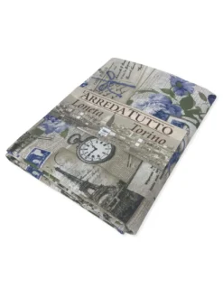 TELO ARREDO COPRITUTTO GRAN FOULARD COPRILETTO COPRIDIVANO TESSUTO LONETA SHABBY BLU