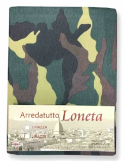 TELO ARREDO COPRITUTTO GRAN FOULARD COPRILETTO COPRIDIVANO TESSUTO LONETA MIMETICO VERDE