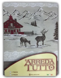 TELO ARREDO COPRITUTTO Gran FOULARD Copriletto COPRIDIVANO TESSUTO Tirolese MONTAGNA ROSSO