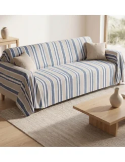 TELO ARREDO Copritutto GRAN FOULARD Copriletto COPRIDIVANO Tessuto DORY RIGA BLU