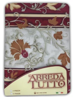 TELO ARREDO COPRITUTTO GRAN FOULARD COPRILETTO COPRIDIVANO TESSUTO EDERA BORDEAUX