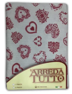 TELO ARREDO COPRITUTTO GRAN FOULARD COPRILETTO COPRIDIVANO TESSUTO CUORE ROSSO