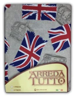 TELO ARREDO COPRITUTTO GRAN FOULARD COPRILETTO COPRIDIVANO TESSUTO BANDIERA INGLESE LONDRA