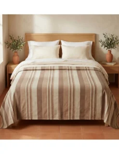 Telo Copritutto Kiara Jacquard 100% Cotone Beige Made in Italy, Gran Foulard Telo Arredo, Copridivano/Copriletto