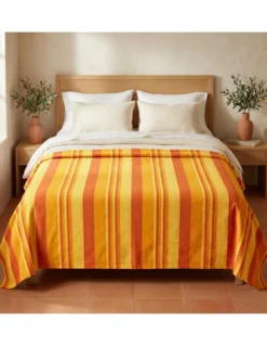 Telo Copritutto Kiara Jacquard 100% Cotone Giallo Made in Italy, Gran Foulard Telo Arredo, Copridivano/Copriletto