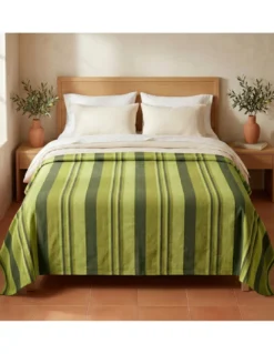 Telo Copritutto Kiara Jacquard 100% Cotone Verde Made in Italy, Gran Foulard Telo Arredo, Copridivano/Copriletto