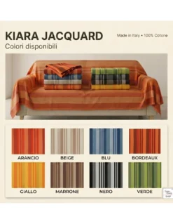 Telo Copritutto Kiara Jacquard 100% Cotone Verde Made in Italy, Gran Foulard Telo Arredo, Copridivano/Copriletto