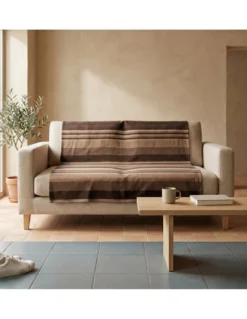 Telo Copritutto Kiara Jacquard 100% Cotone Biscotto Made in Italy, Gran Foulard Telo Arredo, Copridivano/Copriletto